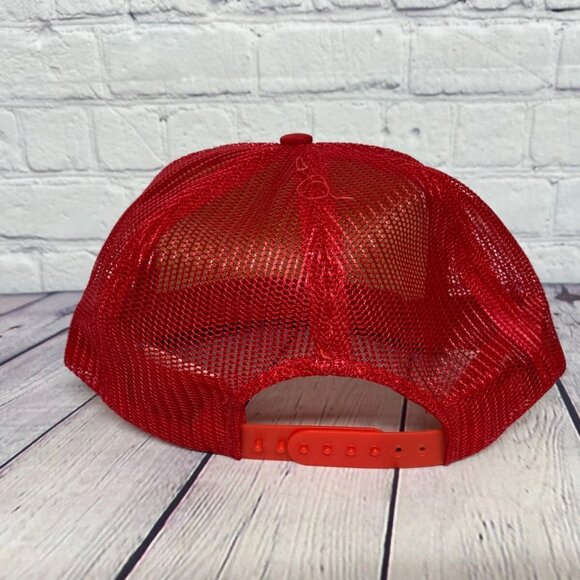 Vintage Hat Cap Snapback Red White Ontario Canada Trucker Mesh Shield Taiwan - Picture 3 of 11